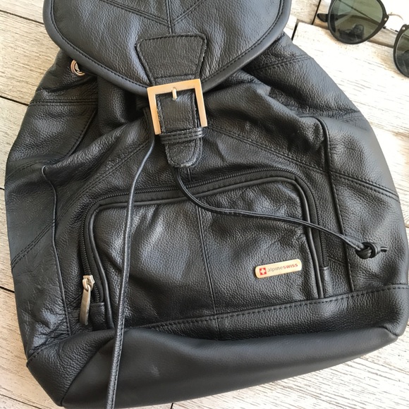 Alpine Swiss Genuine Leather Backpack - Picture 2 of 5